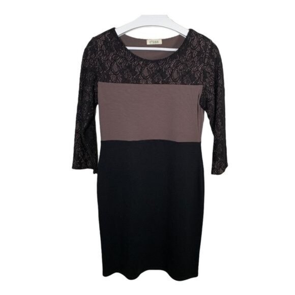 Cisa Dress Womens Sz Medium Mini Sheath Pencil Colorblock Lace Fall Casual Work - Picture 1 of 9